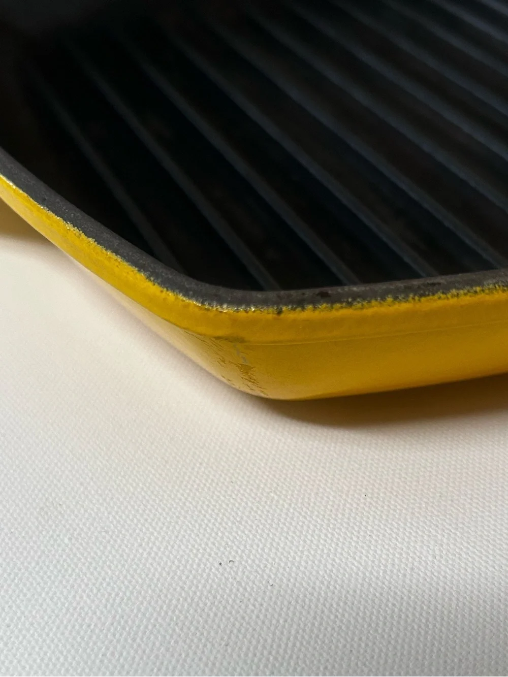 LE CREUSET Grill Pan Yellow Enameled Cast Iron Square 9 inch with Handle Slillet